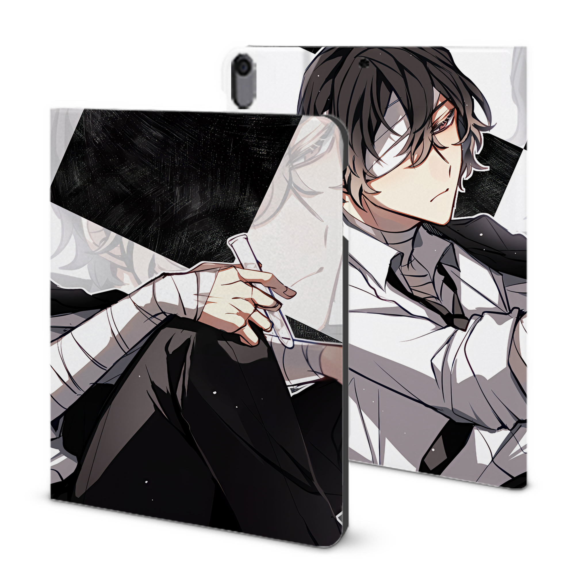 （画像用） 文豪ストレイドッグス Bungo Stray Dogs IPad ケース ブック型 PUレザー TPU 耐衝撃 軽量 薄型 ペン収納なし 全面保護 IPad 各モデル対応